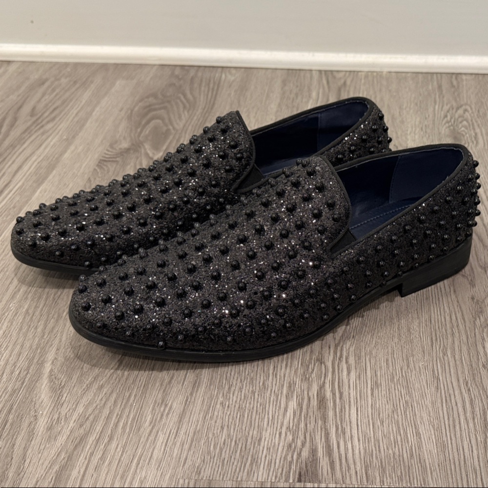 Jump Luxor Black Studded Slip-On Loafers